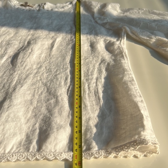 Bellambra Pure Linen Blouse Made in italy, Bell lace sleeves - Picture 6 of 9
